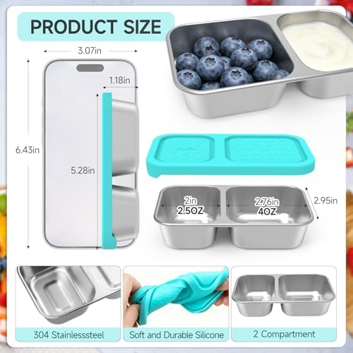 SOPHICO 2 compartment Reusable Kid Lunch Snack Containers - Image 2