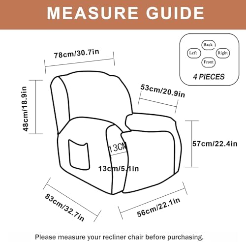 Recliner Chair Covers 4-Pieces Recliner Slipcovers Lazy Boy Chair Covers - Image 5