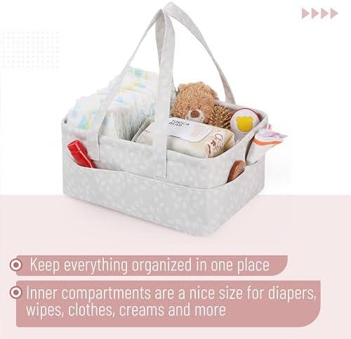 Mr. Pen- Baby Diaper Caddy Organizer, Patterned Gray - Image 4