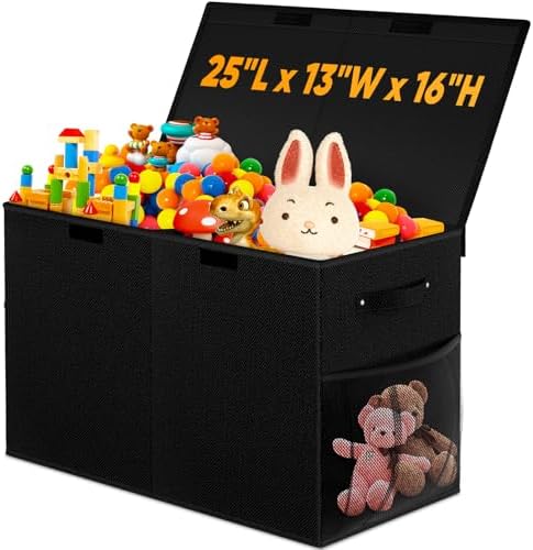 Large Toy Storage Box with Lid, Collapsible Kids Toy Chest by Rocamdo