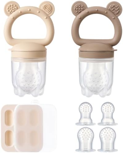2 Pack Silicone Baby Fruit Feeder by POIKSHARK