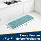 Chenille Bathroom Runner Rug 17"x47" Aqua, Plush Bath Mat - Image 2