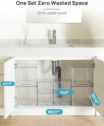 Vtopmart 8 Pack Clear Pull-Out Under Sink Organizer Set - Image 6