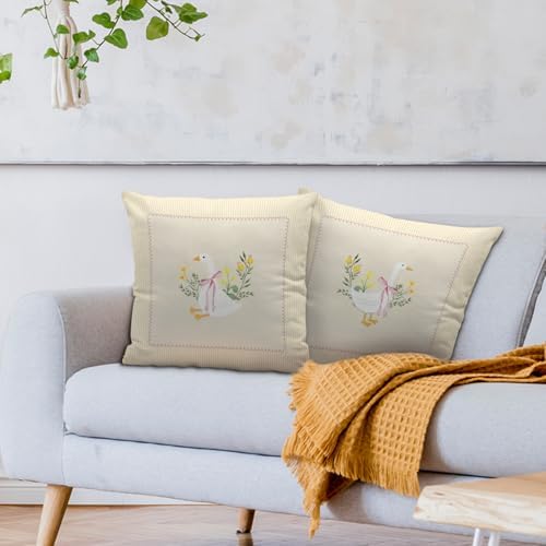 Coquette Pink Bow Floral Goose Pillow Covers 18x18, Goose Nursery Decor - Image 2