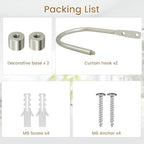 HIKMLK Minimalist Curtain Holdbacks 2pcs, 100% Cast Iron Solid Heavy Duty Metal - Image 5