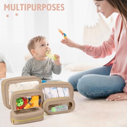 YOPCDJ 5PCS Diaper Bag Organizer Pouch Set, TSA Approved Toiletry Bag，Clear - Image 2
