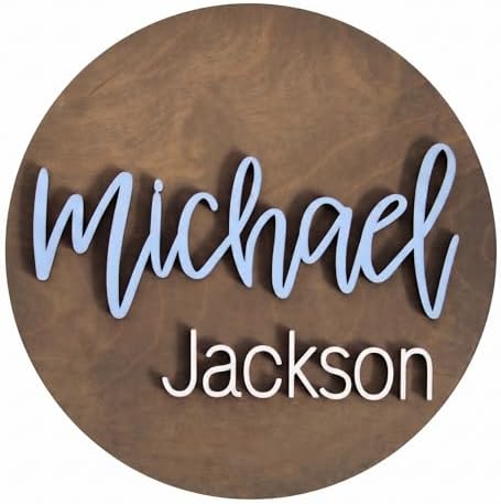 Custom Round Nursery Name Sign, Personalized 3D Baby Name Announcement Sign by Obsidian+Home+Creations