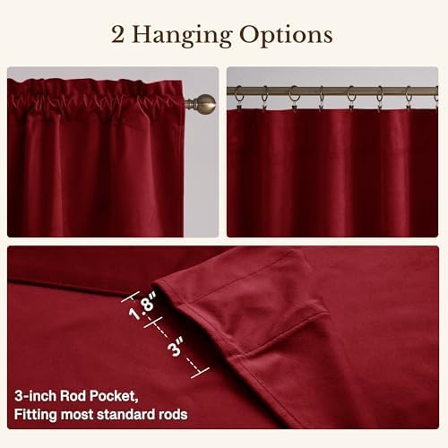StangH Red Christmas Velvet Window Valance 52x18 Inch, 4-Panel Set - Image 4
