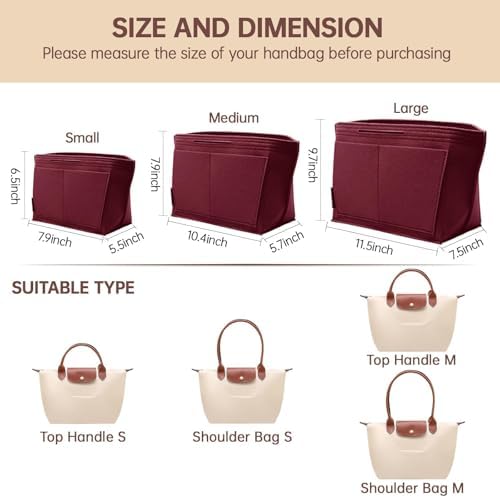OPPOSHE Purse Organizer Insert for Longchamp Le Pliage, Premium Felt Long Champ - Image 2