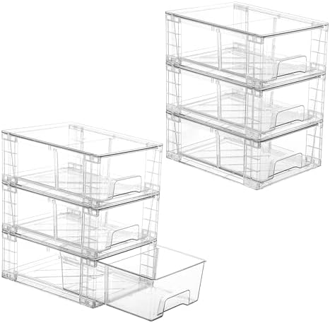 Vtopmart 6 Pack Stackable Storage Drawers, Easily Assemble Containers by Vtopmart