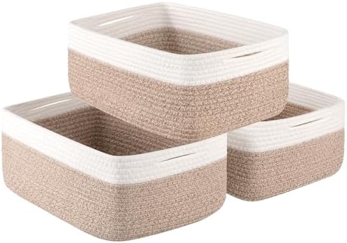 OIASKET Storage Baskets for Organizing 3 Pack, Woven Baskets for Shelves by OIASKET