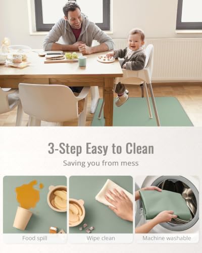 Blissful Diary Baby Splat Mat for Under High Chair, 50.4 x 50.4 Inch Wipeable - Image 6