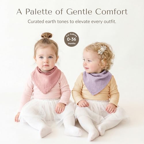 Konssy 10 Pack Baby Muslin Bandana Bibs - Image 4