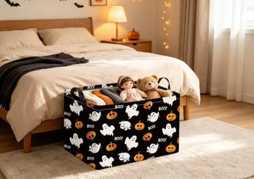 Halloween Basket Cute Baskets for Kids Pumpkin Basket Rectangular Storage Bin - Image 5
