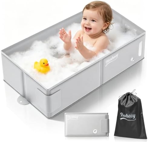 Collapsible Baby Bathtub, Travel Bathtub by Henhecy