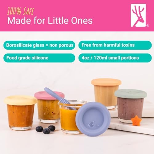 Elk and Friends Baby 4oz Borosilicate Glass Food Storage Jars | 12pk - Image 3