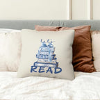 kdqua Blue Chinoiserie Floral Book Pillow Cover 18x18, Book Lovers Reader Gifts - Image 2