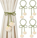 Tegeme 4 Pcs Curtain Tiebacks Flower Curtain Holdbacks Boho Floral Drapery by Tegeme