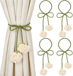 Tegeme 4 Pcs Curtain Tiebacks Flower Curtain Holdbacks Boho Floral Drapery by Tegeme