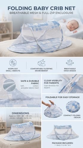 Baby Crib Net Tent, Zipper Closure Folding Portable Breathable Baby Bed Net - Image 5