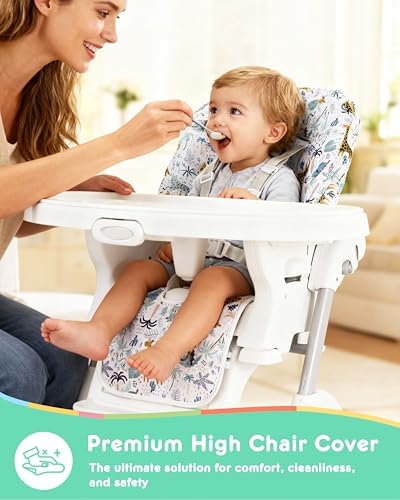 Baby High Chair Cover Replacement, Reversible & Waterproof High Chair Cushion - Image 3