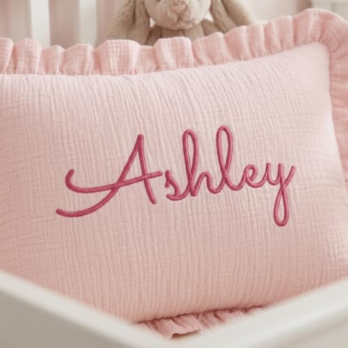 Custom Initials Muslin Pillow Cover, Monogram Pillow Covers, Embroidered Pillow - Image 4