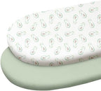 Gllquen Baby Organic Cotton Bassinet Sheets 2-Pack Green Avocado by GLLQUENBABY
