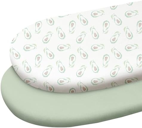 Gllquen Baby Organic Cotton Bassinet Sheets 2-Pack Green Avocado by GLLQUENBABY