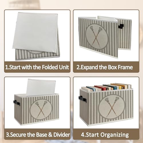 Lacrosse Sports Boy Nursery Foldable Storage Bins Box - Image 5
