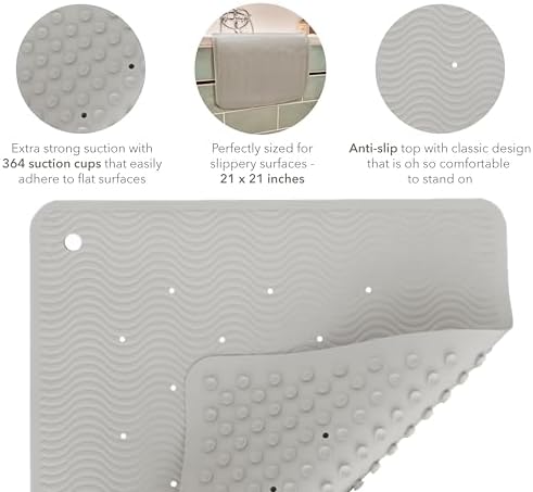 HEVEA Natural Rubber Wave Bath Mat – Square 21x21 in - Image 3