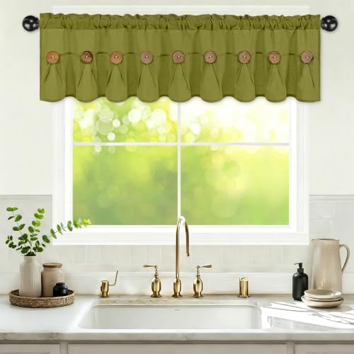 FRAMICS Farmhouse Valance Curtains, Boho Cotton Linen Kitchen Valance, Fresh by FRAMICS