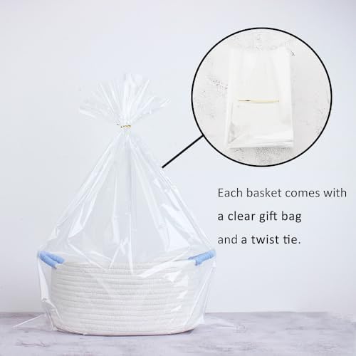 White and Blue Cotton Rope Gift Basket - Image 2