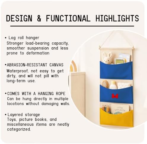 Practical Bow 3-Pocket Hanging Wall Organizer, Space-Saving Door Storage - Image 7