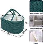 XUANGUO Large Cotton Rope Baby Diaper Caddy Organizer Basket Dark Green - Image 2
