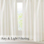 ZJDECOR Semi Sheer Beige White Striped Cafe Curtains - Image 4