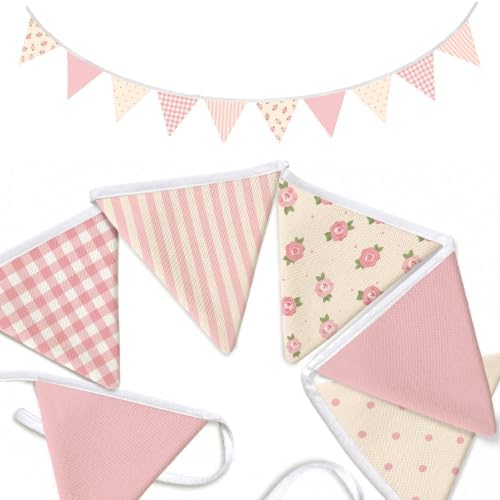 Vintage Girl Nursery Decor Banner Pink Floral Garland Flags by Unknown