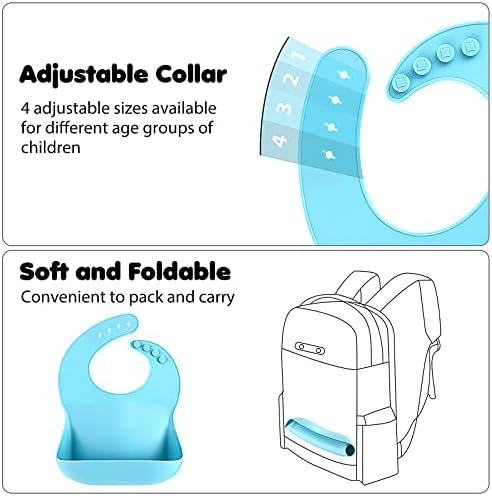 Eascrozn Silicone Bibs for Babies Toddler Set of 3, BPA Free - Image 6