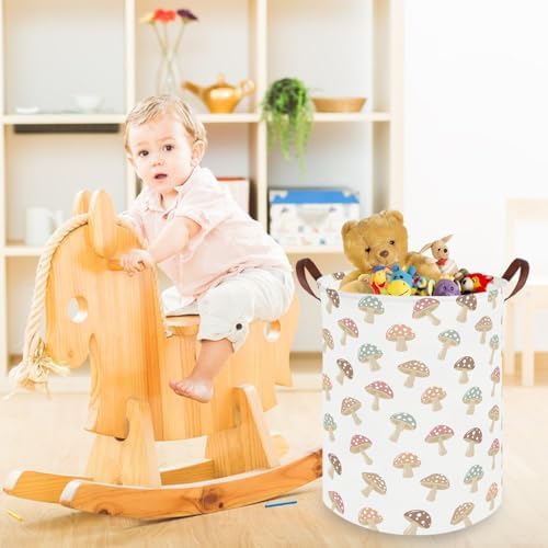 Mushroom hamper, Laundry Basket, Collapsible Canvas Waterproof Storage Bin - Image 2