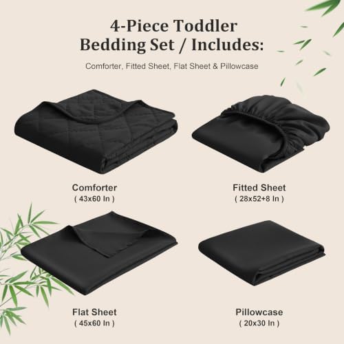 BEDSUM 4pc Toddler Cooling Bedding Set, Rayon Made from Bamboo - Image 5