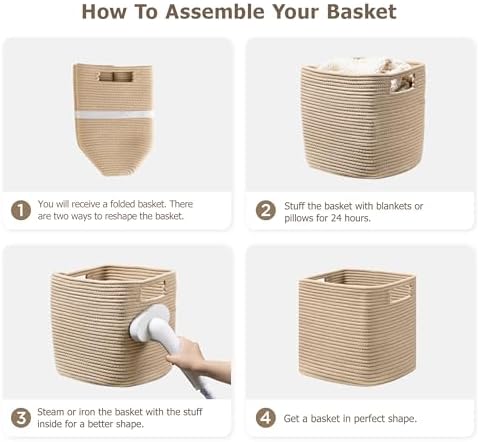 UBBCARE Set of 4 Storage Basket-11 X 10.5 X 10.5 In, Cotton Rope Basket - Image 7