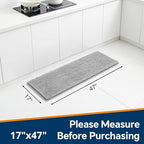 Chenille Bathroom Runner Rug 17"x47" Gray, Plush Bath Mat - Image 2