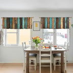 Rustic Valance Curtain for Windows 2 Pack Teal Country Wood Board Turquoise - Image 5