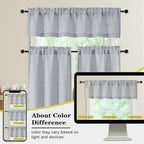 Grey Valances for Windows, Light Filtering Faux Linen Textured Small Short - Image 7