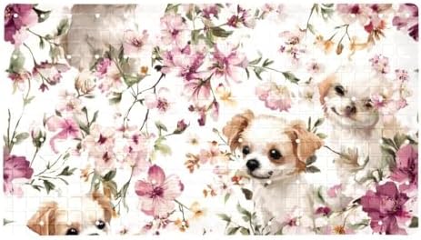 Shower Mat Non Slip 26.8 x 15.1 Inches, Dog Flower Bathtub Mat Shower Stall Mats by Anna+Cowper