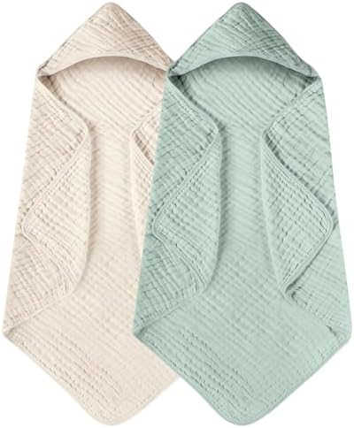 Yoofoss Hooded Baby Towels for Newborn 2 Pack 100% Muslin Organic Cotton Baby by YOOFOSS