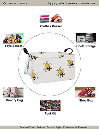 Rectangular Fabric Storage Bin, Foldable Bee print Basket - Image 3
