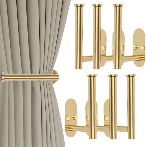 Yagoo 6 Pcs Adhesive Curtain Holdbacks, Screw-in Curtain Tiebacks by CEFOPOLA