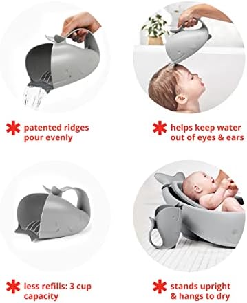 Skip Hop Baby Bath Rinse Cup MOBY Tear-free Waterfall Rinser Grey Age 0+ - Image 3