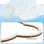 Kathfly 4 Pcs Boho Nursery Wall Decor, Cloud Star Moon Hot Air Balloon - Image 3