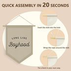 Boys Room Decor, Long Live Boyhood Linen Canvas Banner, Boy Nursery Wall - Image 4